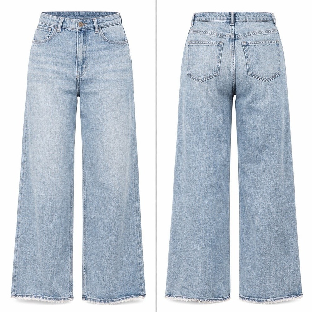 Hollister Jeans Womens 12R/31R Black Cotton Denim Wide-Leg Baggy High-Rise